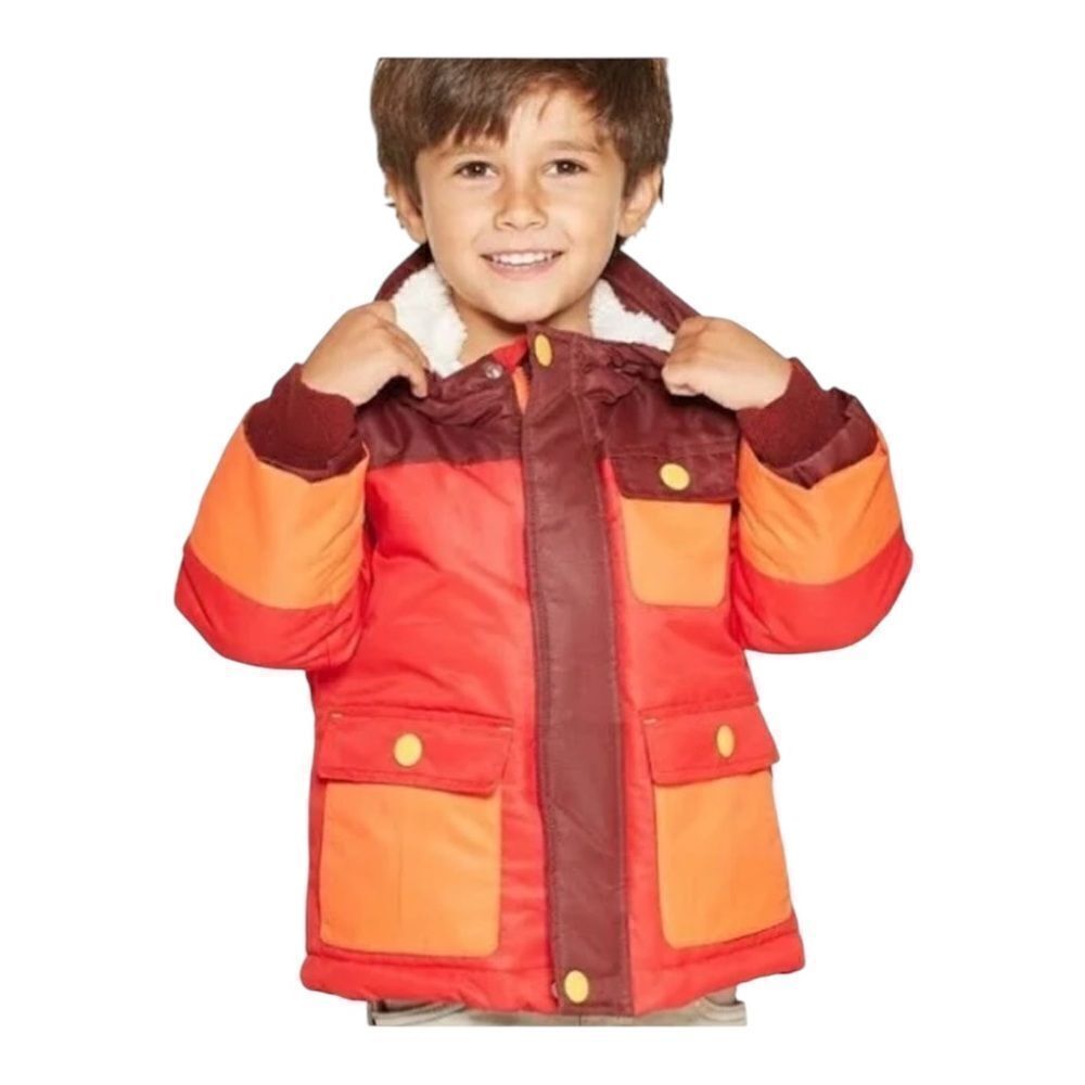 Cat & Jack Toddler Boys Red Heavyweight Tech Jacket Hood Lined 2T NWOT